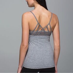 ❌CLEARANCE Lululemon Just Breathe Spaghetti Criss Cross Tank Top Heathered Gray